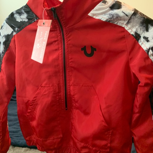 True Religion ruby red tie dye panel pullover - Picture 2 of 3